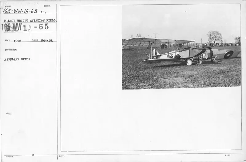 Airplanes - Accidents - Airplane Wreck. Wilbur Wright Aviation Field, Dayton, Ohio - NARA - 17337885