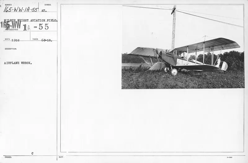 Airplanes - Accidents - Airplane Wreck. Wilbur Wright Aviation Field, Dayton, Ohio - NARA - 17337865