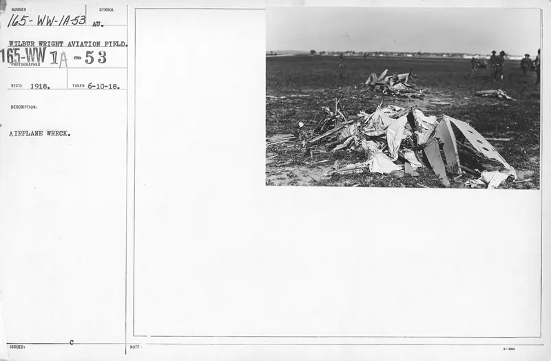Airplanes - Accidents - Airplane Wreck. Wilbur Wright Aviation Field, Dayton, Ohio - NARA - 17337861